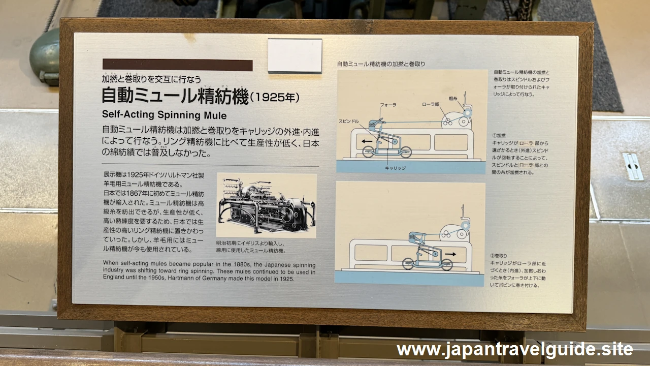 自動ミュール精紡機：繊維機械館の見どころ(3)