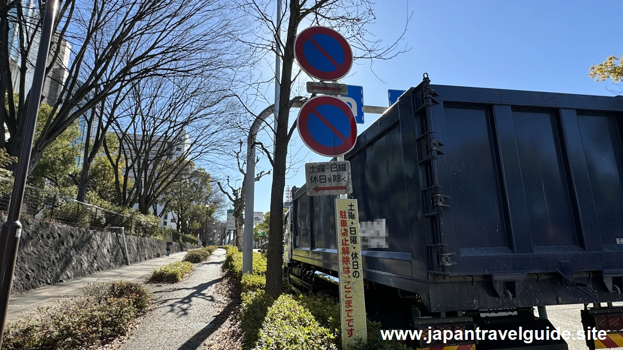 大津通「名城公園南」から「市役所」：名古屋城周辺の路上駐車可能な道路と曜日(3)