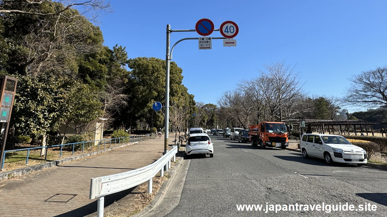 「筋違橋」から「名城公園南」の道路：名古屋城周辺の路上駐車可能な道路と曜日(2)