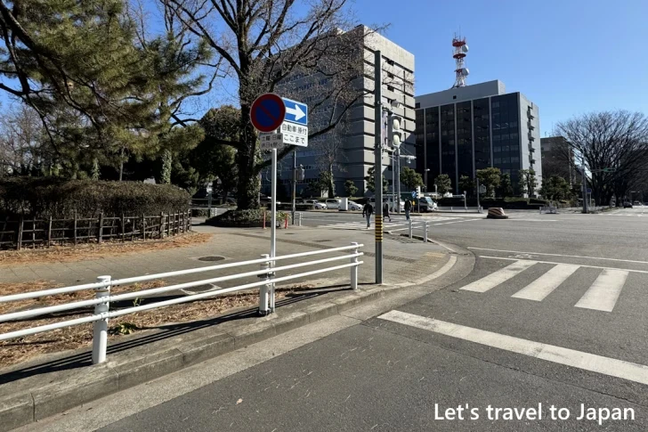 「二の丸」交差点から北側の道路：名古屋城周辺の路上駐車可能な道路と曜日(4)