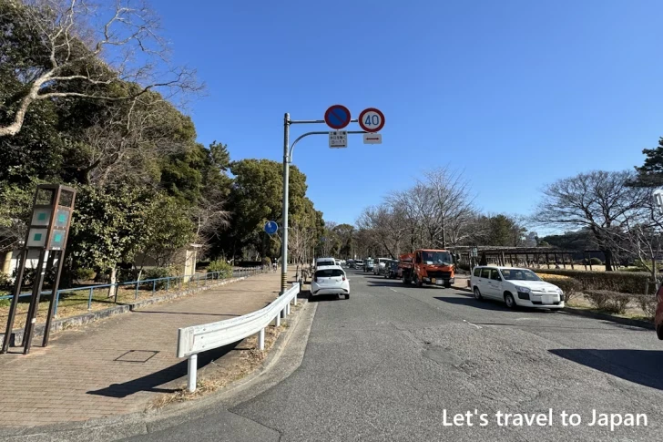 「筋違橋」から「名城公園南」の道路：名古屋城周辺の路上駐車可能な道路と曜日(2)