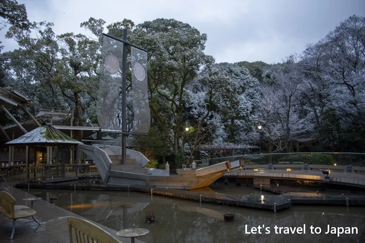 くさなぎ広場の雪景色：熱田神宮の雪景色の見どころ完全ガイド(1)