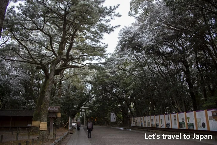 正門から本宮までの参道の雪景色：熱田神宮の雪景色の見どころ完全ガイド(5)
